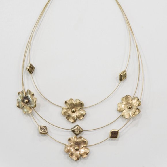 Gold Greek Floral Necklace - Picture 1 of 4
